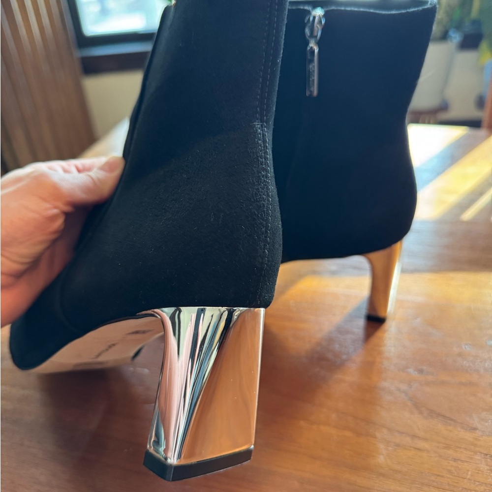 Larroude Black Boots with Silver Heels